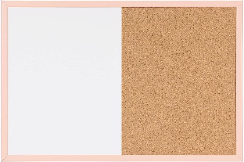 Photo 1 of MasterVision Pastel Collection Combo Dry Erase Whiteboard/Cork Bulletin Board, Salmon Colored MDF Frame, 23.62" x 17.72"
