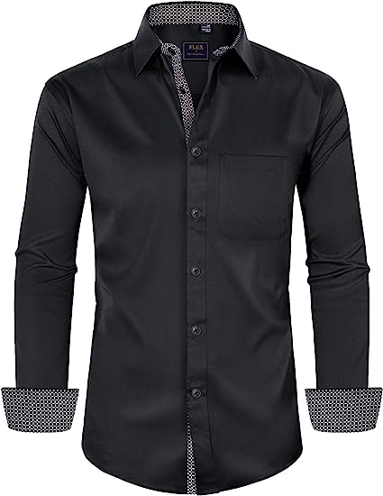 Photo 1 of Alimens & Gentle Men's Dress Shirts Long Sleeve Wrinkle-Resistant Casual Button Down Shirt - 5XL
