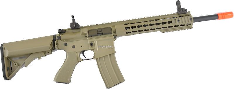 Photo 1 of Airgunplace Electric Full/Semi-Auto Airsoft M4 Style Airsoft Gun with Battery and Charger, Tan Color AGP9513T(Airsoft Gun)
