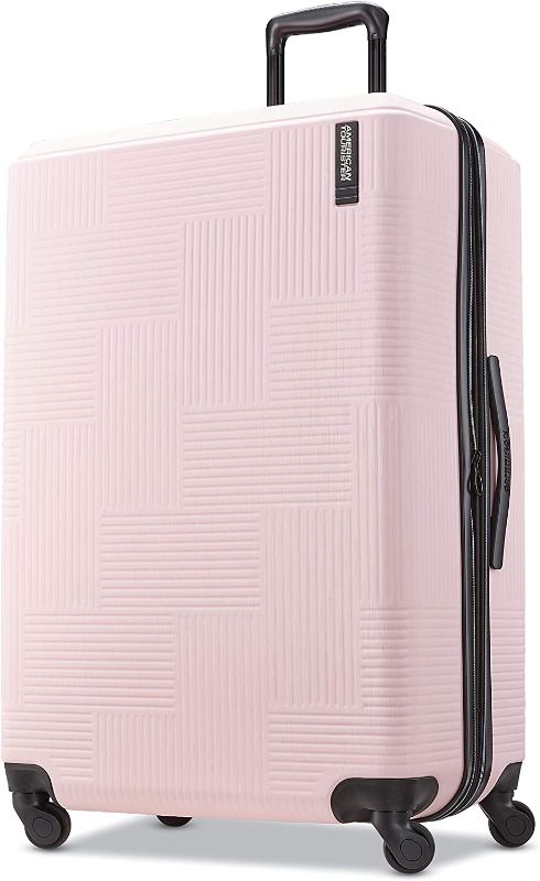 Photo 1 of American Tourister Stratum XLT Expandable Hardside Luggage with Spinner Wheels, Pink Blush, Checked-Large 28-Inch
