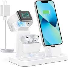 Photo 1 of Tadalol Charging Station for Multiple Devices Apple, 3 in 1 Portable Charging Stand for iPhone AirPods iWatch with Magnetic Watch Charger Charging Dock Holder with 12W Adapter and Cable (Black)
