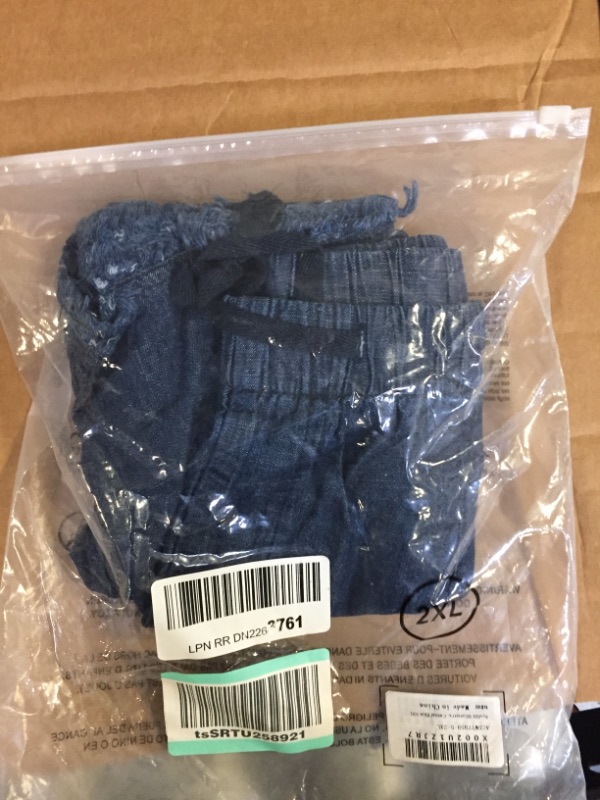 Photo 2 of Acelitt Women Comfy Drawstring Casual Elastic Waist Pocketed Shorts Pants (S-XXL) XX-Large G-blue(denim)