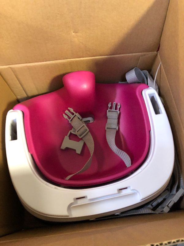 Photo 2 of Ingenuity Baby Base 2-in-1 Booster Feeding and Floor Seat with Self-Storing Tray - Pink Flambe Pink Flambre