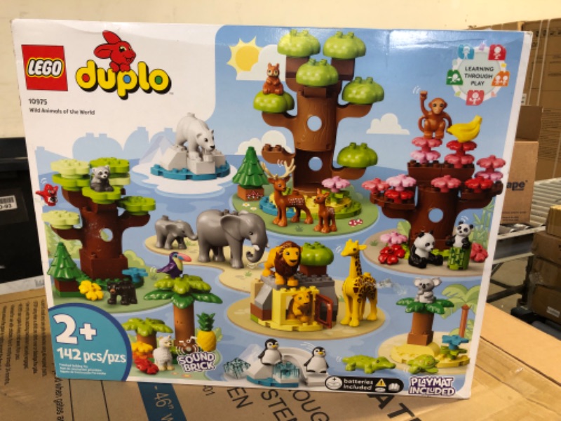 Photo 2 of LEGO DUPLO Wild Animals of The World 10975 Toy with 22 Animal Figures, Sounds and World Map Playmat, Educational Gifts for Toddlers, Girls, Boys 2-5 Year Old
