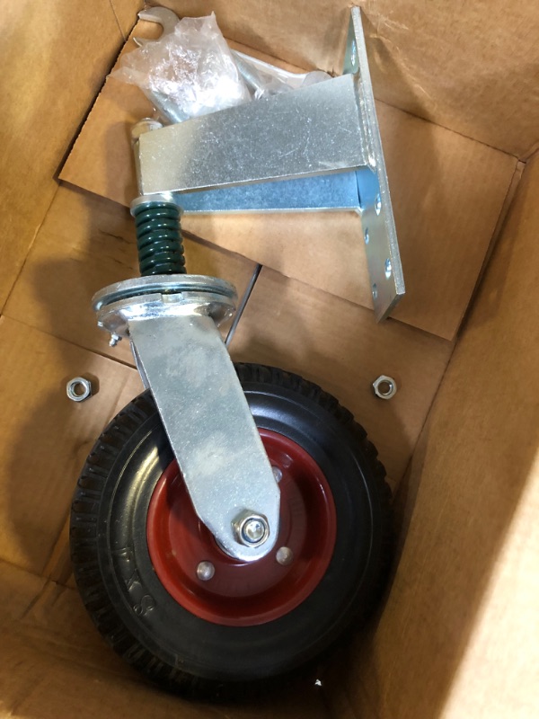 Photo 1 of  Heavy Duty Casters, 8 inch Steel Plate Rubber Wheel Ball Bearing Heavy Duty Industrial Casters, Swivel Caster Wheel
