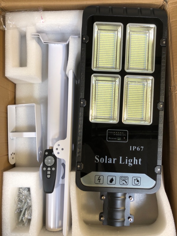 Photo 2 of 400W Solar Street Lights Outdoor, NIORSUN Motion Sensor Dusk to Dawn Solar Security Flood Lights with Remote IP67 Waterproof for Parking Lot, Backyard, Driveway, Stadium, Garden(Bright White) 400.0 Watts 