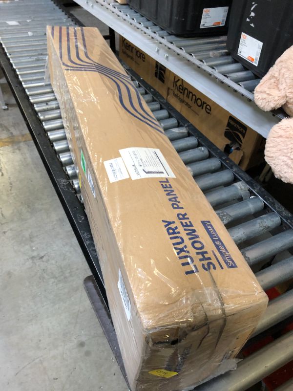 Photo 1 of ROVATE 6-in-1 LED Rainfall Waterfall Shower Panel Tower System with 2-Mode Powerful Body Jets, Multi-function Stainless Steel Shower Tower Rain Massage System with Handheld and Tub Spout,(Brushed) Unibody Design Brushed Stainless Steel