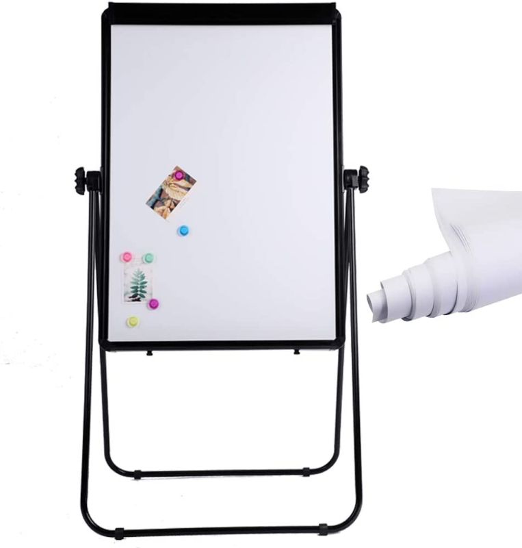 Photo 1 of DexBoard U-Stand Whiteboard Easel- 40x28 inches Double Sided Magnetic Dry Erase Board Easel, Flipchart Holder, Height Adjustable & 360 Degree Rotating Board w/ 1 Eraser, 6 Magnets and Paper Pads

