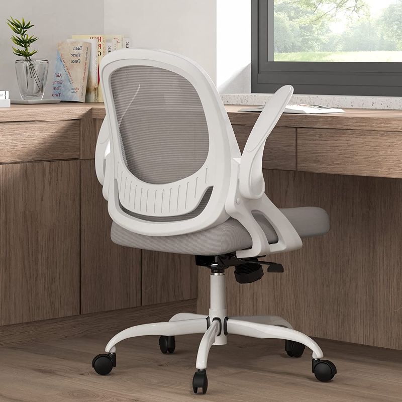 Photo 1 of Home Office Chair Work Desk Chair Comfort Ergonomic Swivel Computer Chair, Breathable Mesh Desk Chair, Lumbar Support Task Chair with Wheels and Flip-up Arms and Adjustable Height
