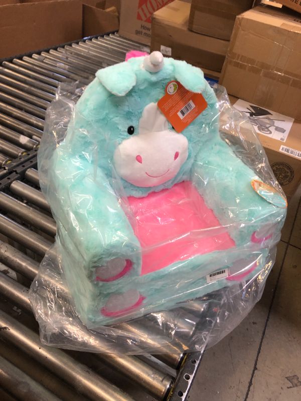 Photo 2 of Animal Adventure Teal Unicorn Soft Plush Children's Chair, Sweet Seats
