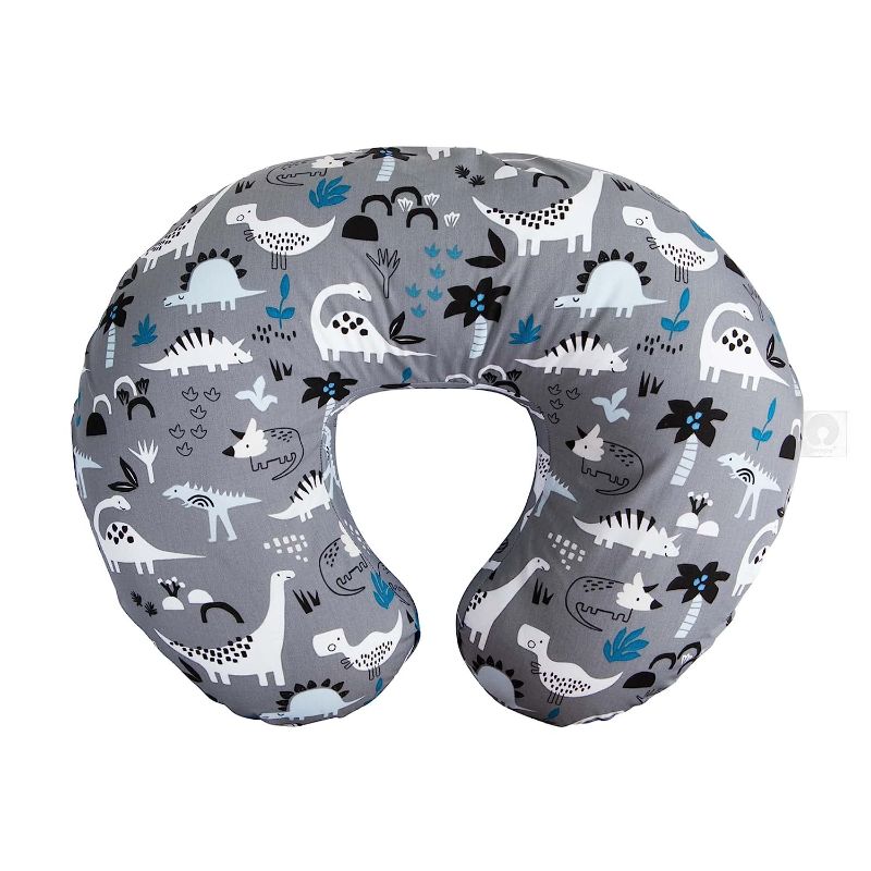 Photo 1 of Boppy Original Nursing Support, FKA Boppy Nursing Pillow, Gray Dinosaurs, Ergonomic Breastfeeding, Bottle Feeding, and Bonding, with Hypoallergenic Fiber Fill, with Removable Cover, Machine Washable
