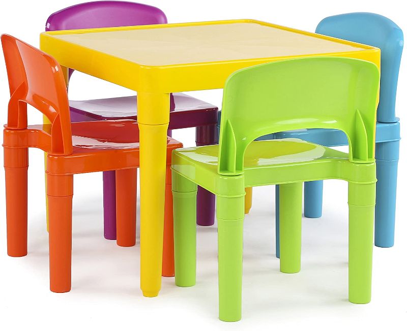 Photo 1 of Humble Crew Kids Plastic 4 Set, Yellow Table/Vibrant Chairs
