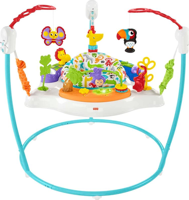 Photo 1 of Fisher-Price Jumperoo Baby Bouncer Activity Center, Animal Activity Baby Jumper with Lights Music Sounds and Toys
