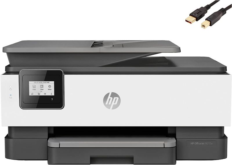 Photo 1 of HP OfficeJet 80 Series Wireless All-in-One Color Inkjet Printer, Copy Print Scan, Auto 2-Sided Printing, Mobile Printing, with 6 Months of Instant Ink Included, with MTC Printer Cable

