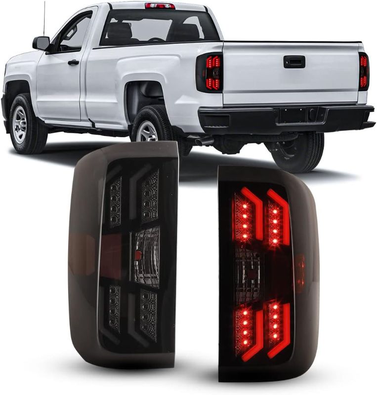 Photo 1 of Nixon Offroad Tail Lights for Chevrolet Chevy Silverado 1500 2500HD 3500HD 2014-2018 Tail Lamps LED Rear Lights Car Rear Lamps Assembly Replacement 1Pair (Matte Black Housing/Smoke Lens)
