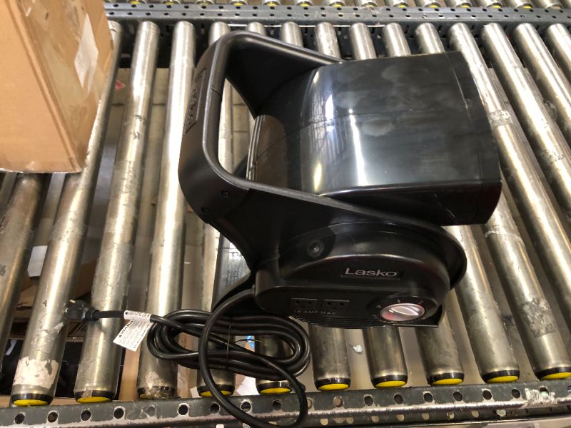 Photo 2 of Lasko High Velocity Pivoting Utility Blower Fan, for Cooling, Ventilating, Exhausting and Drying at Home, Job Site, Construction, 2 AC Outlets, Circuit Breaker with Reset, 3 Speeds, 12", Black, U12104
