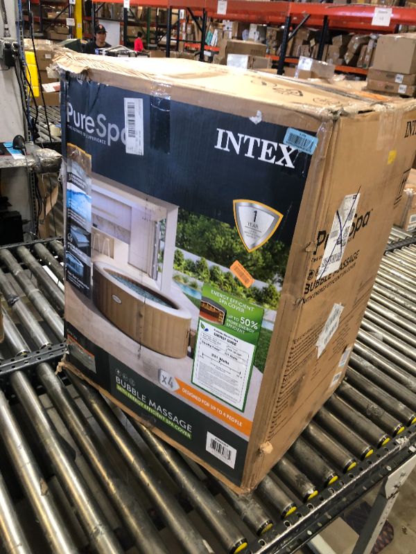 Photo 1 of INTEX 28425EP PureSpa Bubble Massage, Inflatable Spa Set with Energy Efficient Cover, Tan, 4-Person 4-Person / Tan - Round with Energy Efficient Cover