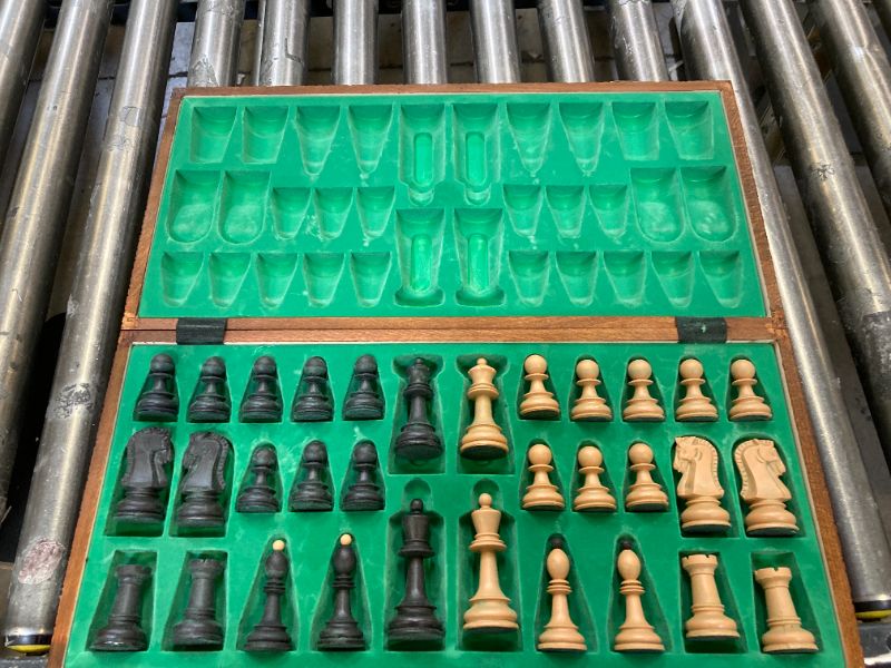 Photo 2 of Chess and games shop Muba Dubrovnik 6EF Handmade Wooden Chess Set 21 Inch Board with Standard Plastic Wood Imitation Chessmen- Storage Box to Store All The Piece