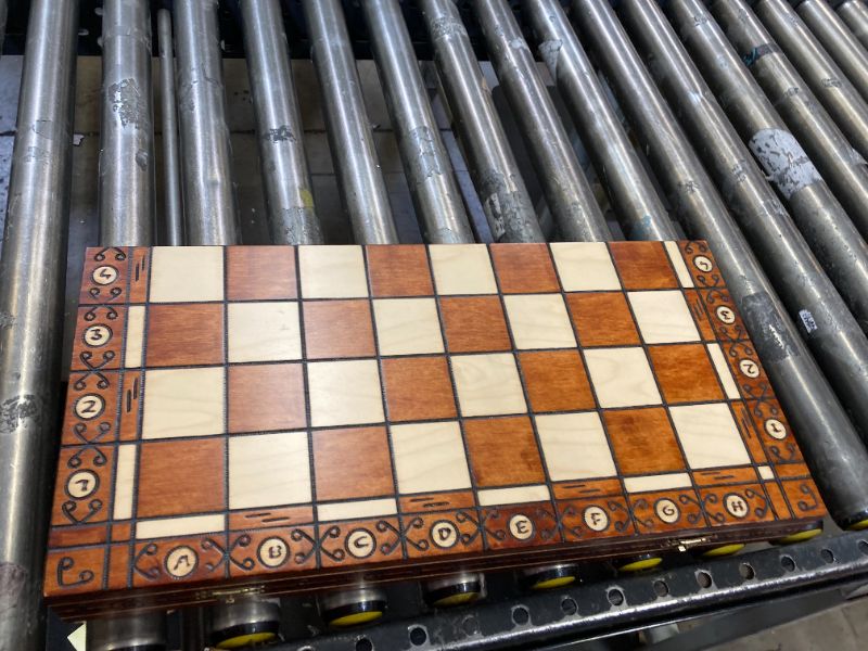 Photo 3 of Chess and games shop Muba Dubrovnik 6EF Handmade Wooden Chess Set 21 Inch Board with Standard Plastic Wood Imitation Chessmen- Storage Box to Store All The Piece