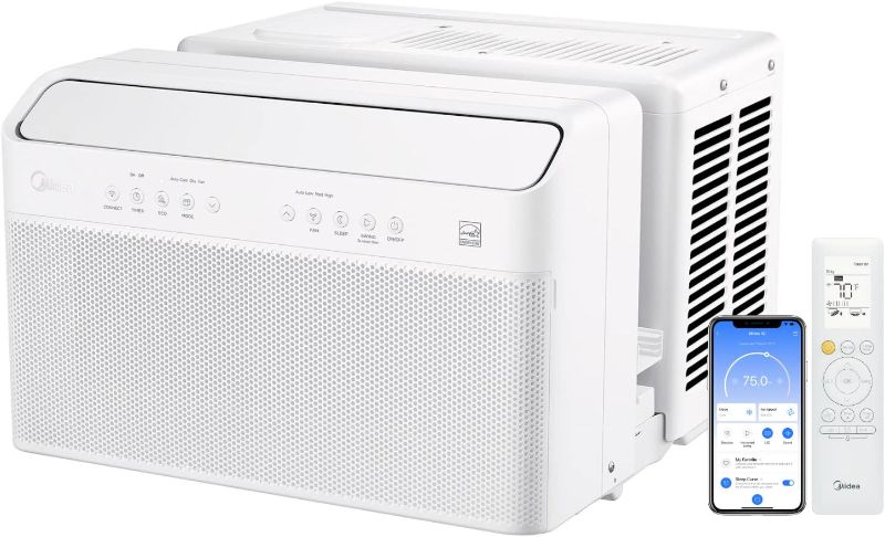 Photo 1 of Midea 12,000 BTU U-Shaped Smart Inverter Window Air Conditioner–Cools up to 550 Sq. Ft., Ultra Quiet with Open Window Flexibility, Works with Alexa/Google Assistant, 35% Energy Savings, Remote Control
