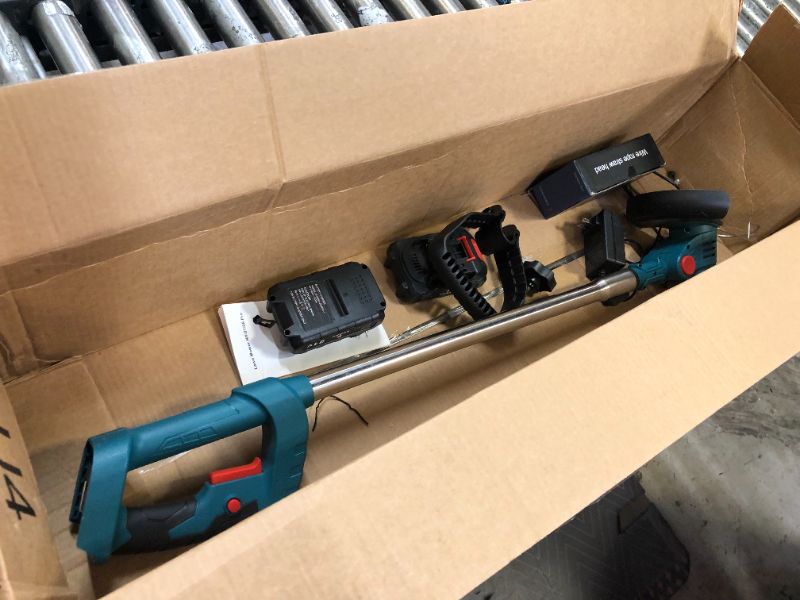 Photo 1 of Weed Wacker Cordless 21V, 47" Adjustable String Trimmer with Blade, Brush Cutter Lawn Edger Battery Powered 3000mAh, Lightweight Cordless Weed Eater Grass Trimmer for Lawn Trimming Lawn Care 47in-blue