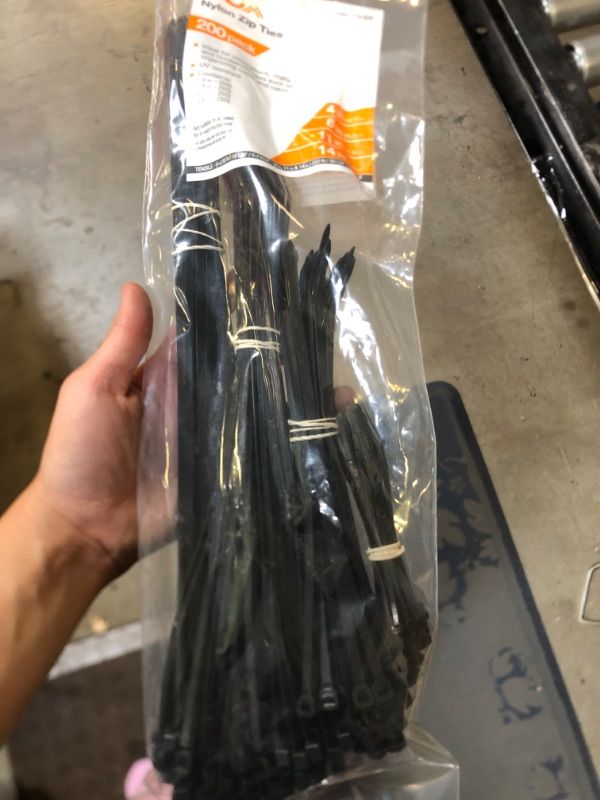 Photo 2 of  Various Sizes Cable Zip Ties Heavy Duty 12 Inch?200 Pack?, Ultra Strong Plastic Wire Ties with 50 Pounds Tensile Strength, Self-Locking UV Resistant Black Nylon Zip Ties for Indoor and Outdoor