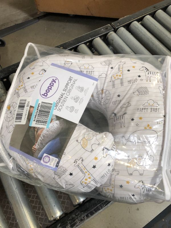 Photo 1 of Boppy Original Support Nursing Pillow, Gray Taupe Leaves, Ergonomic Breastfeeding, Bottle Feeding, and Bonding, Firm Hypoallergenic Fiber Fill, Removable Cover, Machine Washable