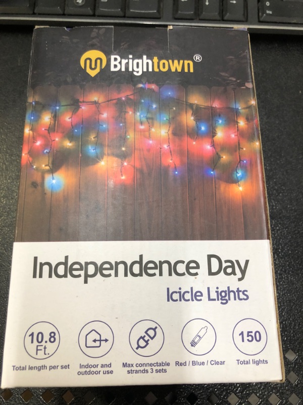 Photo 2 of 4th of July Decor Patriotic String Lights - 150 Count 27 Drops Red White Blue Incandescent Bulb Waterproof Connectable String Lights Plug in for Indoor Outdoor Party Patio Independence Day Decor Red White Blue 150 Bulbs 10 FT