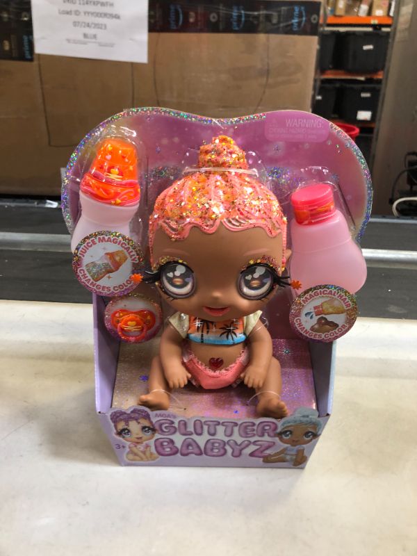 Photo 1 of Glitter Babyz Solana Sunburst with 3 Magical Color Changes Baby Doll - Coral Pink Hair