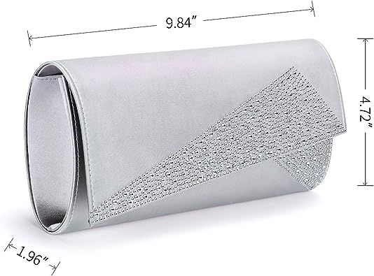 Photo 1 of Mulian LilY Women Satin Rhinestones Evening Bags Prom Bridal Clutch Purse Cross Body With Detachable Chain Strap
