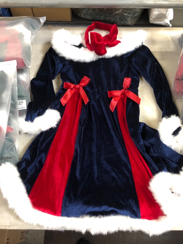 Photo 1 of AKEIDY toddler baby girl christmas dress long sleeve velvet dress for holidy wedding party blue size 110 