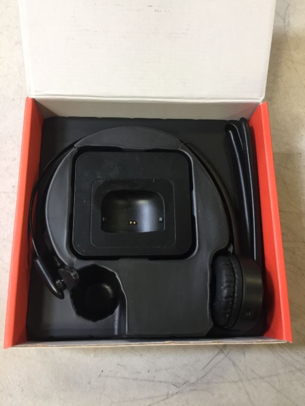 Photo 2 of Bluetooth Headset with Microphone, Noise Canceling Wireless On Ear Headphones, Bluetooth Headphones with Mic Charging Base, Phone Headset Mute Button for Laptop, Skype, Call Centers, Office, Trucker With Charging Base