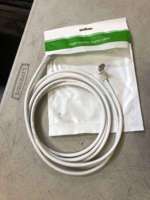 Photo 2 of Cat6 Ethernet Cable White 90 Degree Right Angled Downward CAT 6 Ethernet Patch RJ45 LAN Cable Gigabit Network Cord (Downward Angle, 10FT) Down Angle 10FT