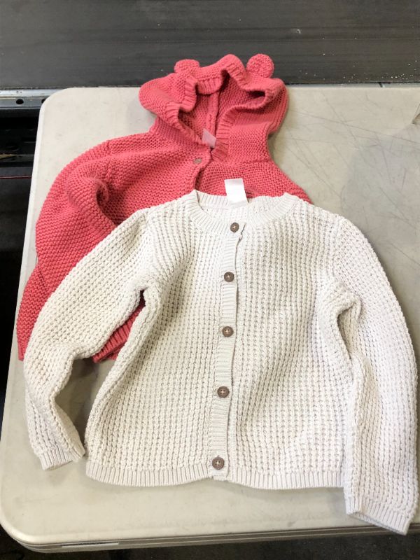 Photo 1 of 2 PCK TODDLER CARDIGAN SWEATER 24MONTHS PINK/WHITE