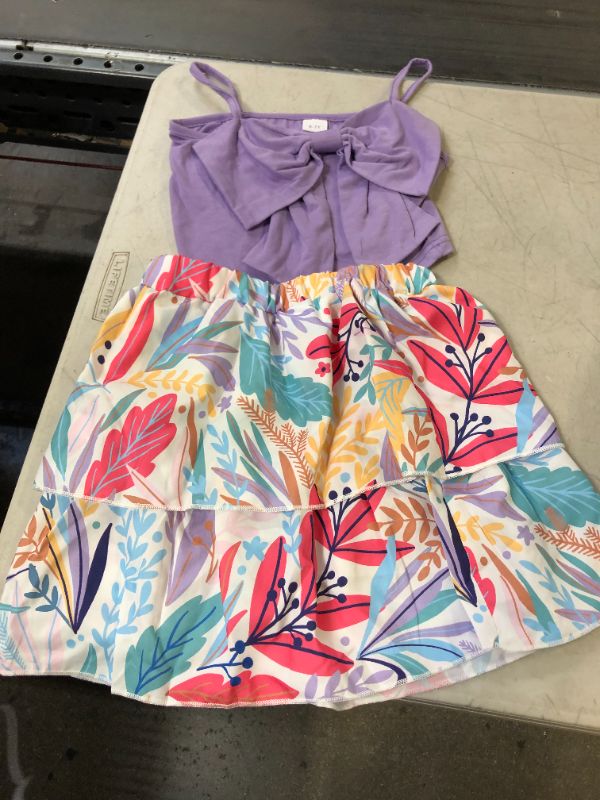 Photo 1 of GIRLS 6-7 YR OLD OUTFIT LILAC TOP MULTICOLOR SKIRT