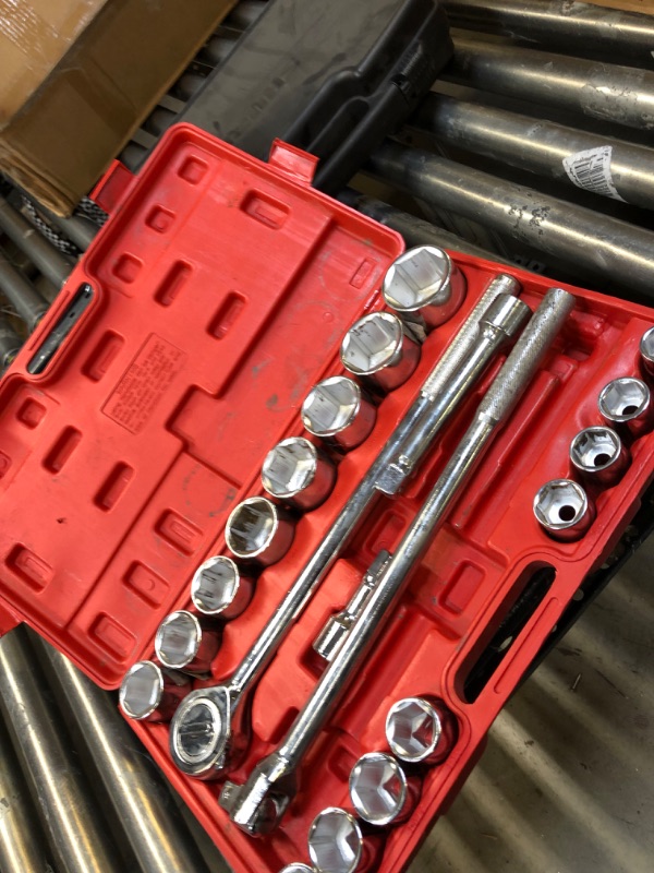 Photo 2 of 21Pc. 3/4" Drive Metric Size Sized Large Ratchet Socket Set Tool Kit Wrench
