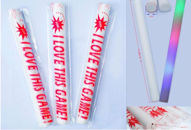 Photo 1 of Light-Up Foam Sticks LED "I LOVE THIS GAME" Tube Soft Glow Baton Wands (15 pcs)
