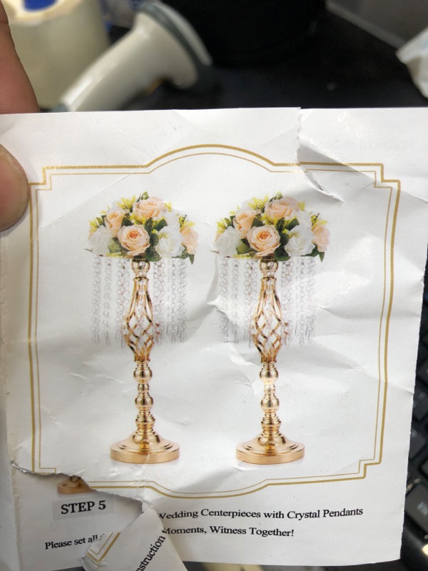 Photo 1 of 2 WEDDING CENTER PIECES WITH CRYSTAL PENDENT ----COLOR IS SILVER 