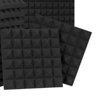 Photo 1 of  6PC- 12 x 12 x 2 Inches Pyramid Designed Acoustic Foam Panels, Sound Proof Foam Panels Black, High Density and Fire Resistant Acoustic Panels, Sound Panels, Studio Foam