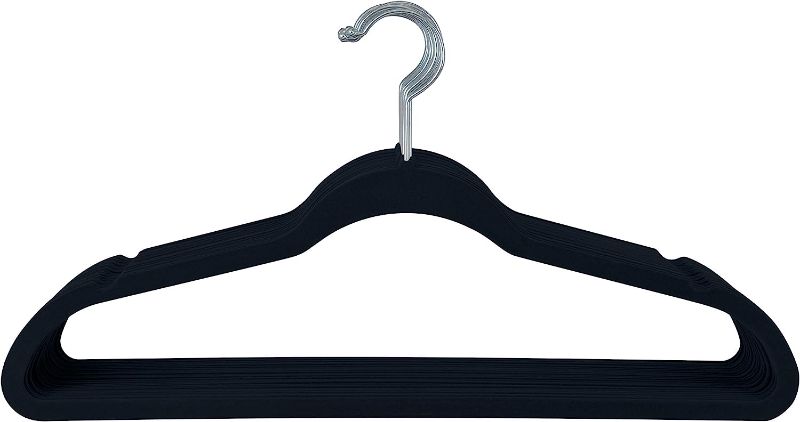 Photo 1 of  Black Velvet Hangers 10 Pack, Premium Clothes Hangers Non-Slip Felt Hangers, 360 Rotating Black Silver Hook