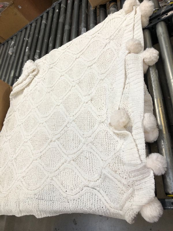 Photo 1 of   QUEEN 60X80 SUPER SOFT OFF WHITE KNITTED BLANKET 