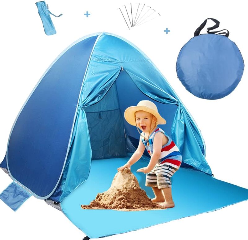 Photo 1 of Beach Tent, Sunba Youth Beach Shade, Anti UV Instant Portable Tent Sun Shelter, Pop Up Baby Beach Tent, for 2-3 Person