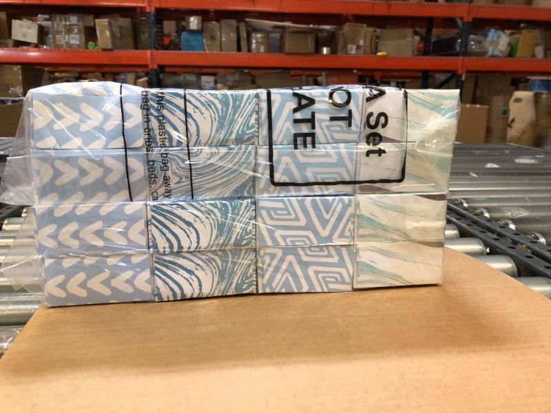 Photo 1 of 16 Packs Facial Tissues Soft Facial Tissue Boxes Smooth Cube Boxes Disposable Tissue Car Bathroom 130 Tissues Per Box 2 Ply Flat Tissue for Office Bedroom Store Home School Kitchen, 4 Style