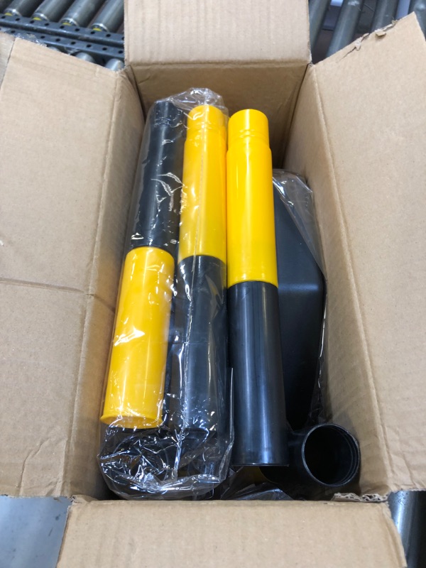 Photo 3 of [2 Pack] Traffic Delineator Post Cones with Fillable Base, Portable Parking Pole Barrier with 8ft Chain,Traffic Safety Delineator for Parking Lot,Construction Lot (Black&Yellow) Black/Yellow