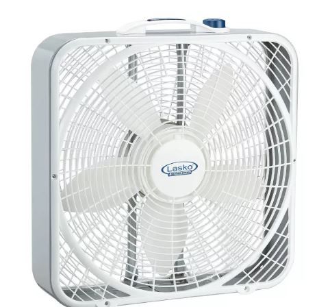 Photo 1 of Lasko 3720 20 Inch 3-Speed Quiet Weather-Shield Performance Box Fan with Easy Carry Handle for Doorways, Windows and Home Rooms, White
