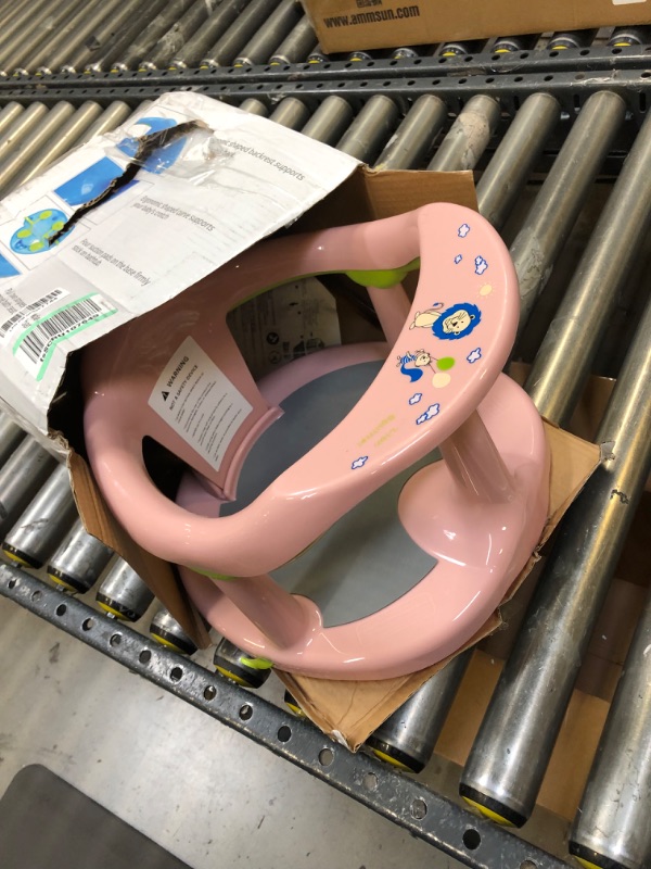 Photo 2 of Baby Bath Seat for Babies 6 to 18 Months / Non-Slip Infants Toddlers Taking Bath by Sitting in Bath Tub Chair 2022 Upgraded PINK )