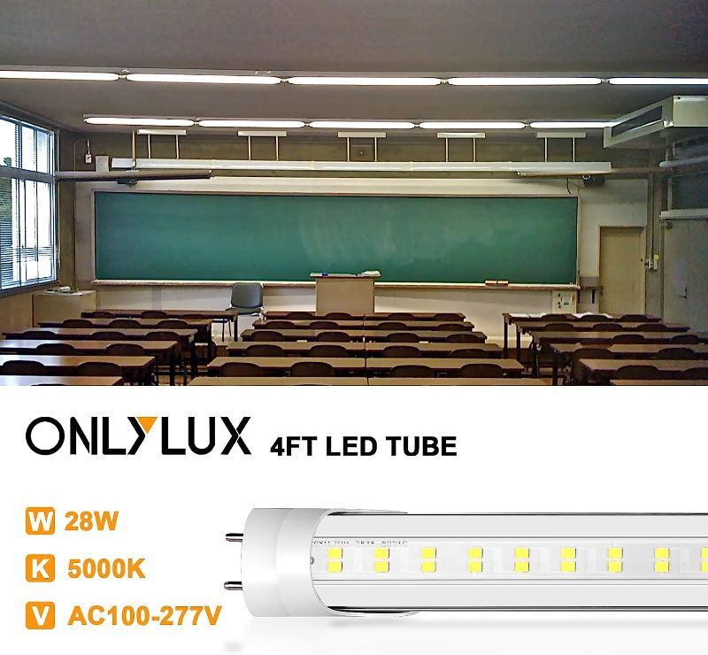 Photo 3 of 1----ONLYLUX Led Tube Lights 4ft, 28W 5000K 4000lm Daylight LED Tube Light T10 T12 Replacement Dual Ended Power Clear Lens  5000k