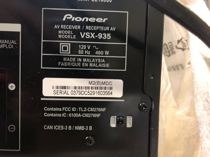 Photo 5 of Pioneer VSX935 7.2 Channel Network AV Receiver