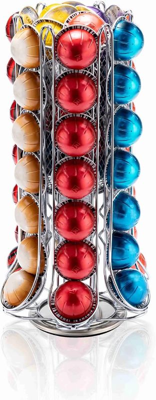 Photo 1 of ZCDCP Nespresso Pod Holder, Vertuo Pod Holder Carousel Stand Storage with 360 Degree, Chrome