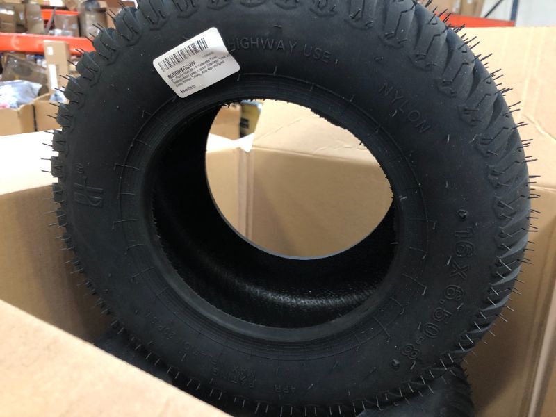 Photo 2 of (2-Pack) 16x6.50-8 Tires - 4PR Durable Tubeless, Replacement Lawn Tractor Tires with Deep Ribbed Treads, Rim Not Included 16x6.50-8 Tubeless